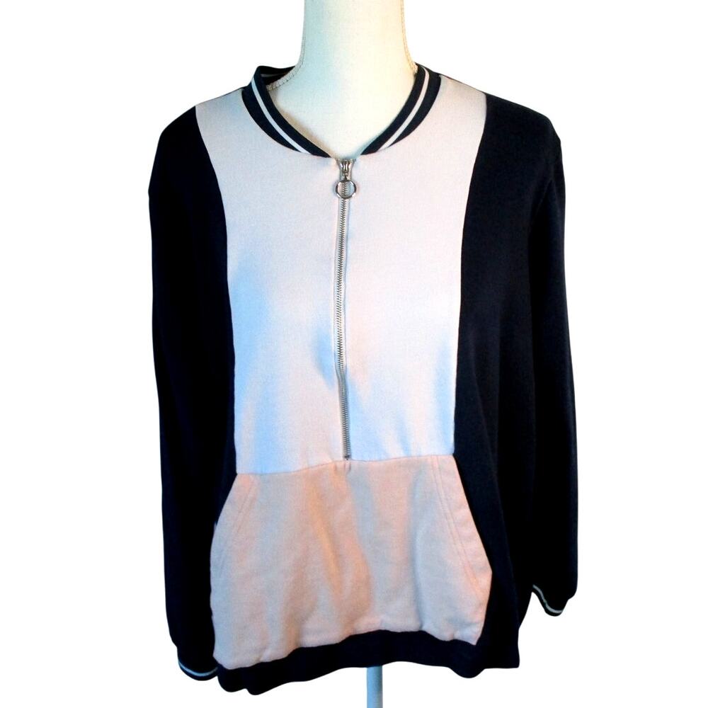 Venus Women's Plus Blue Long Sleeve 1/2 Zip Sweatshirt Size 1X
